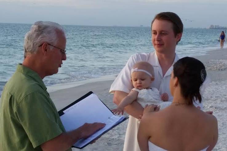 Leading the beach ceremony