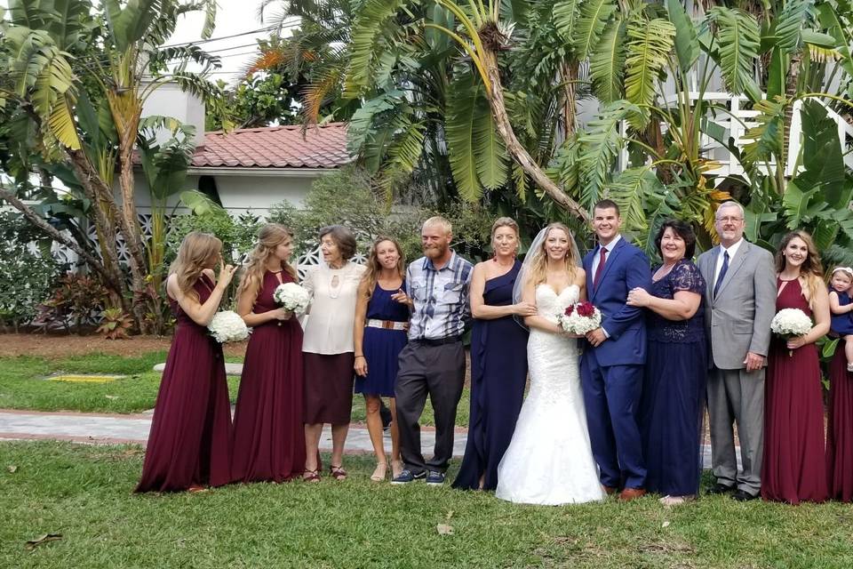 Bride and groom with their guests