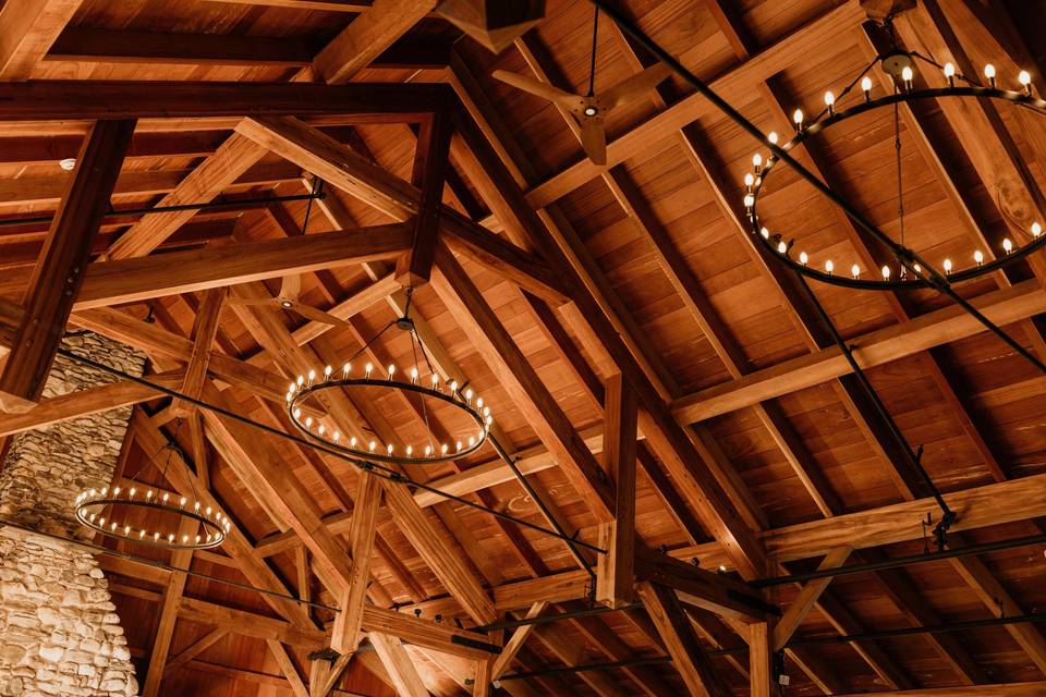 Reception space chandeliers