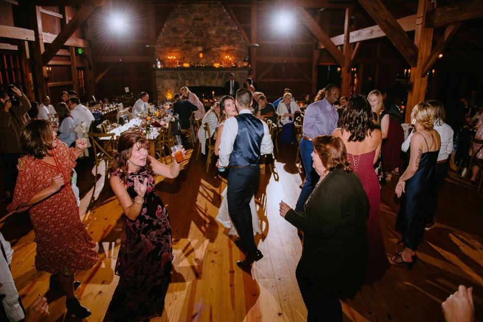 Dance floor towards fireplace