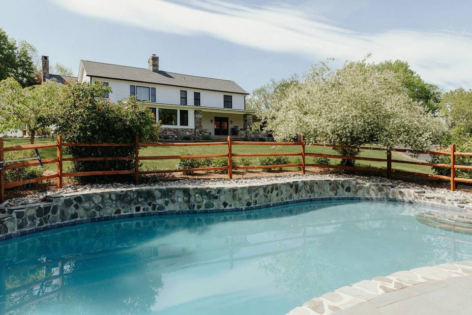 Pool & farmhouse