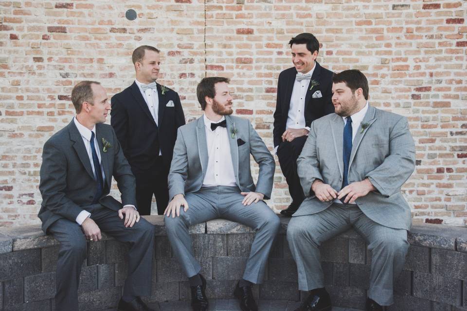 Groomsmen at rustic wedding