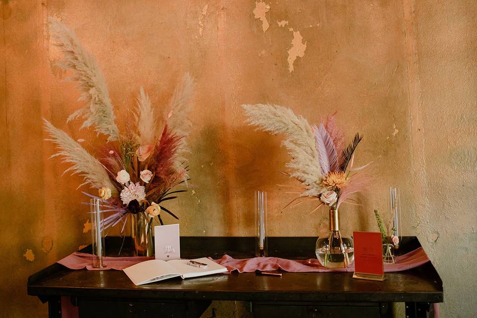 Painted Pampas Welcome table