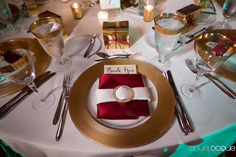 Red and Gold place setting