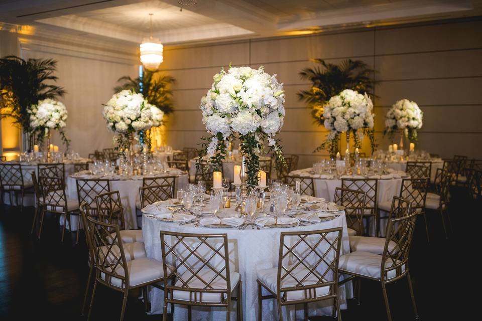 Gold and ivory centerpieces