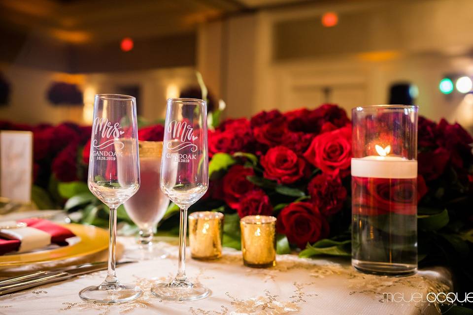 Red and Gold Bridal Party