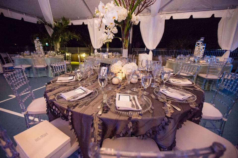 Silver and Gray table setting