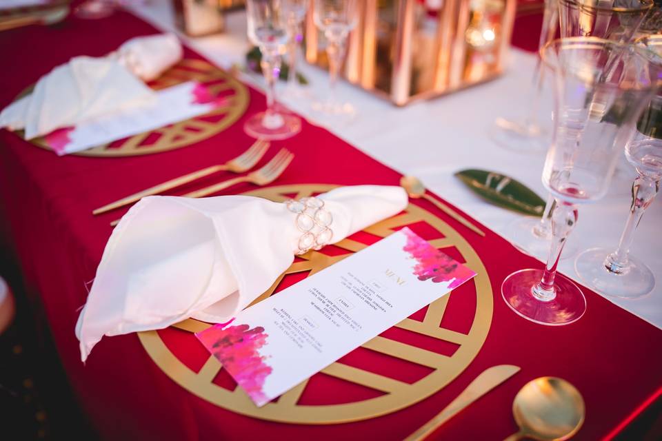 Red Ivory and Gold Table