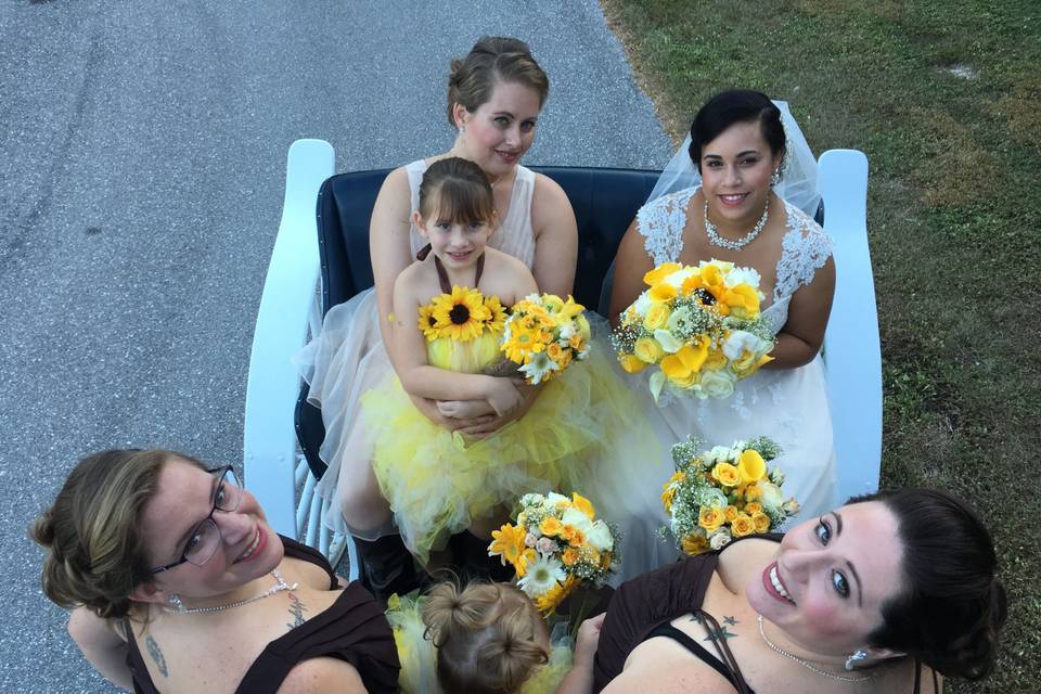 The bride with bridesmaids