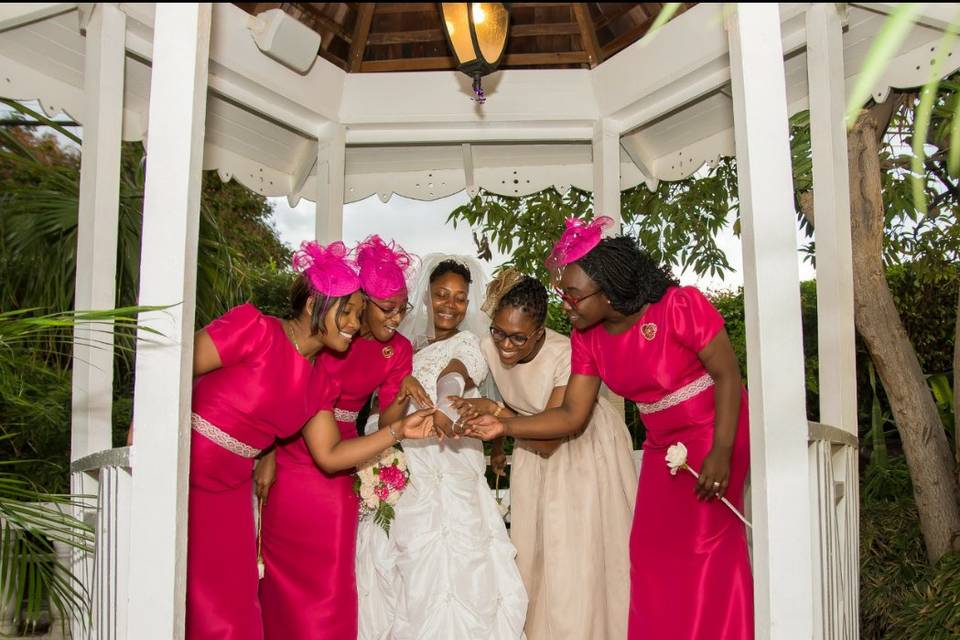 Bride and bridesmaids