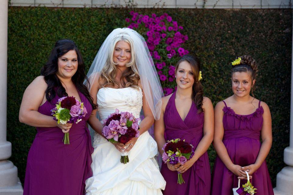 Bride with bridesmaids