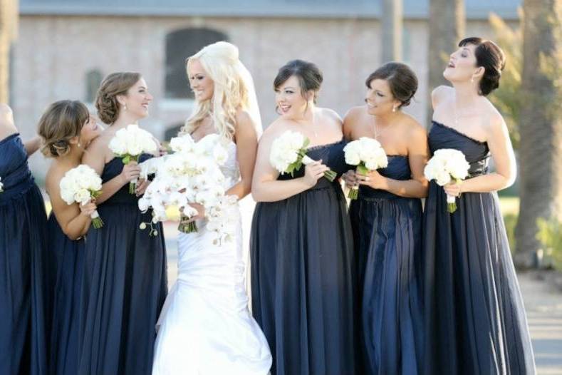 Bride with bridesmaids