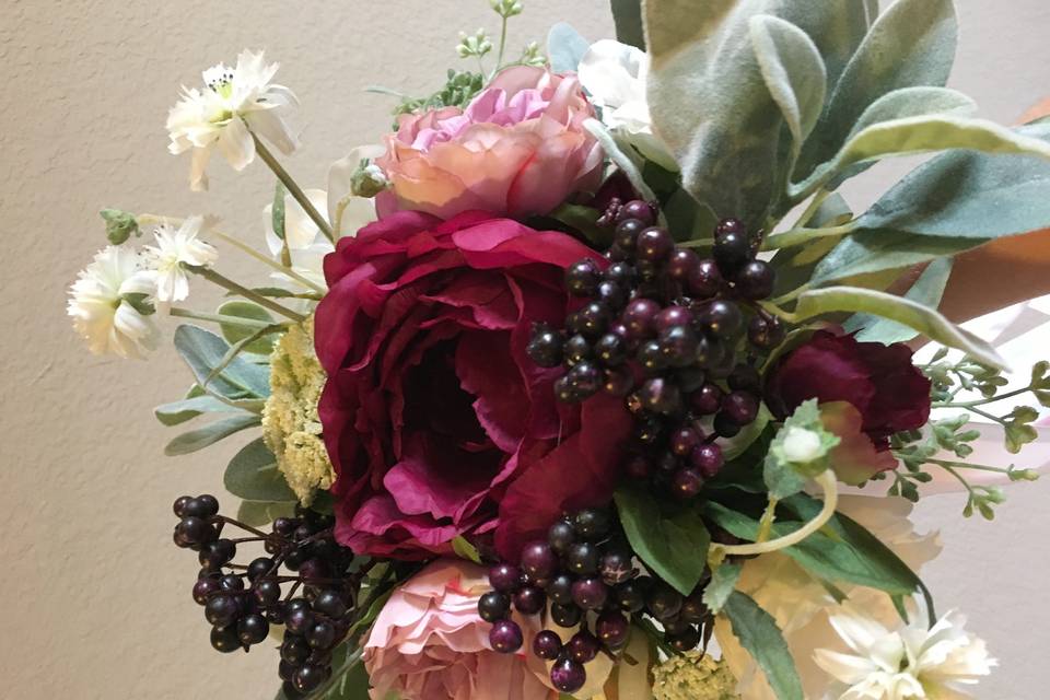 Extra large peony, berries and pink roses