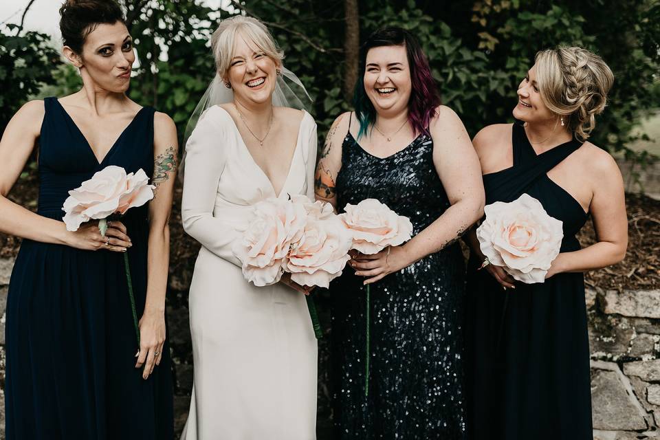 Bride and the bridesmaids