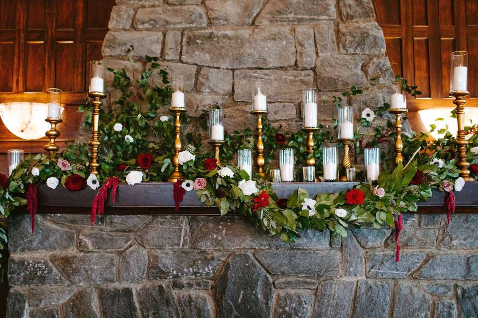 Fireplace Mantle Floral Design