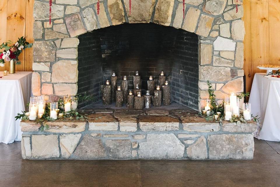 Fireplace Mantle Floral Design