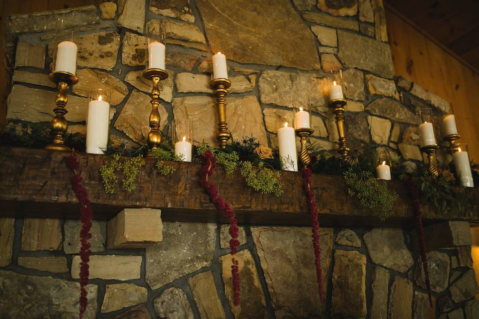 Fireplace Mantle Floral Design