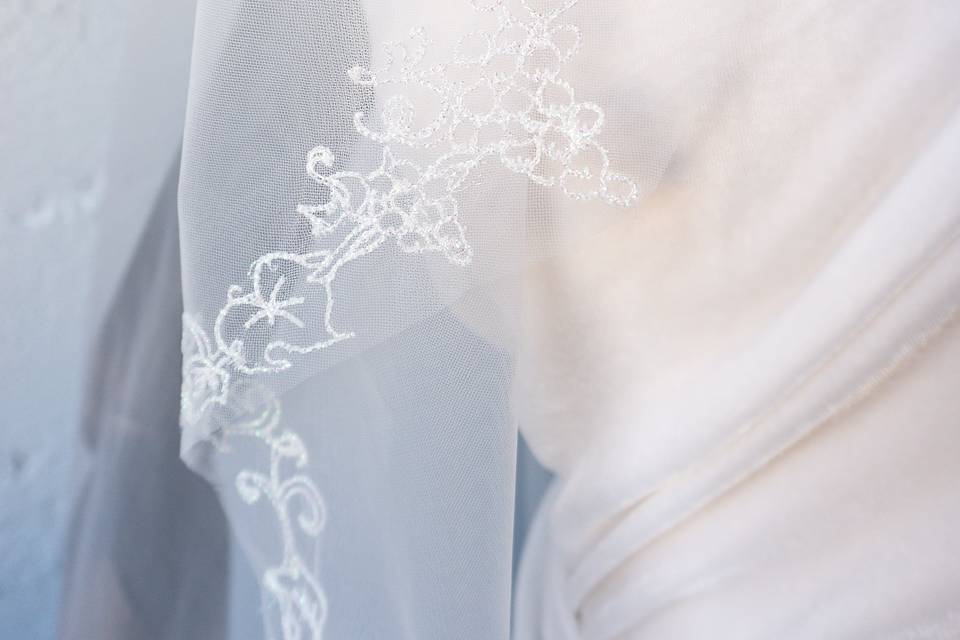 Embroidered bridal veil