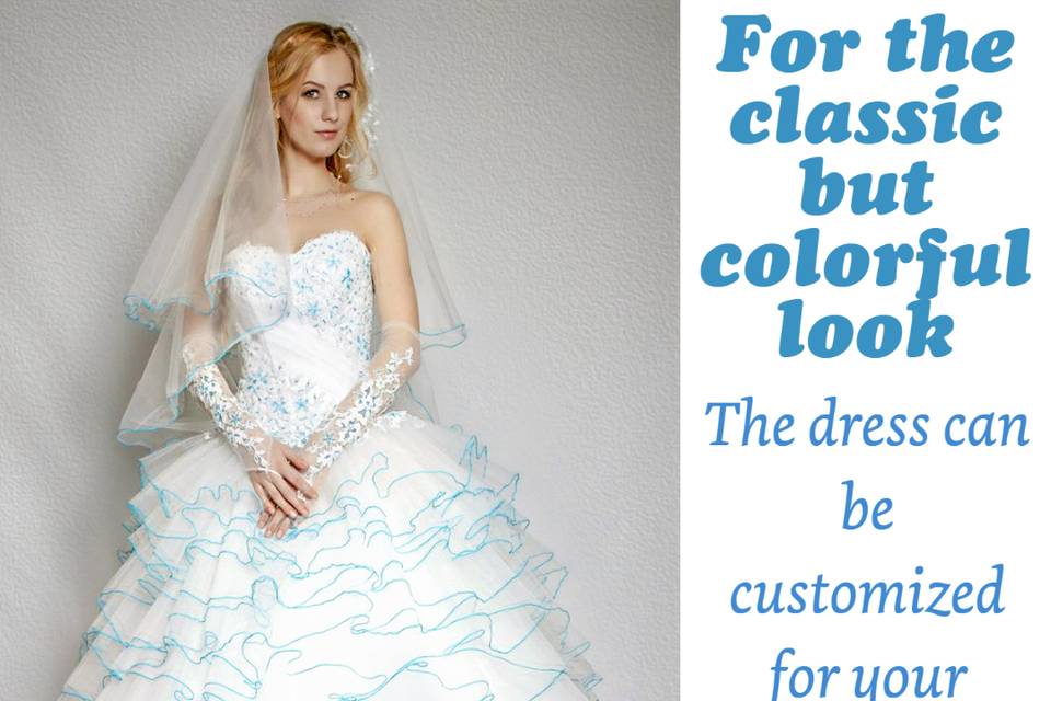 Colorfully bridal gown