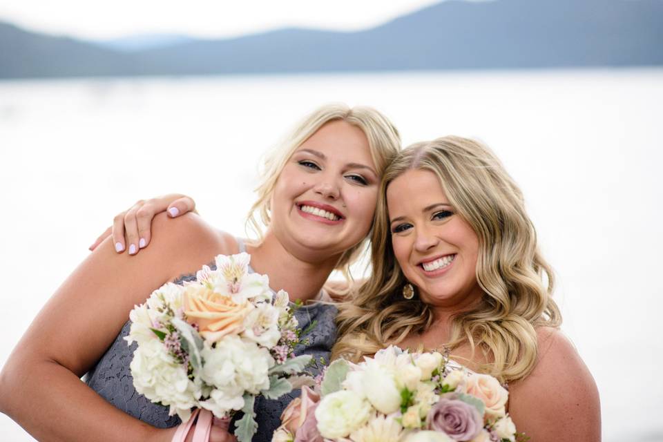 Bride with bridesmaids