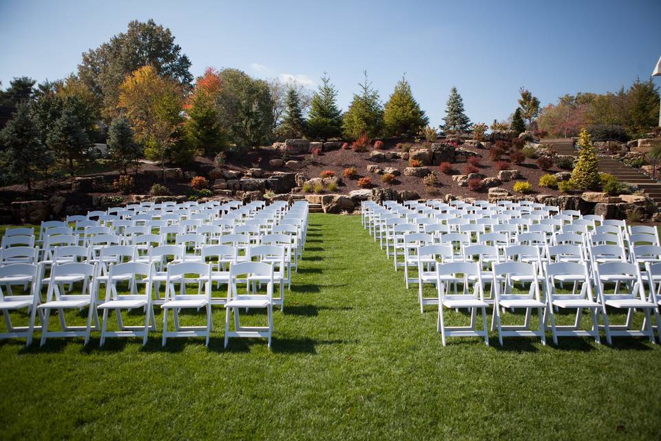 Outdoor wedding ceremony setting