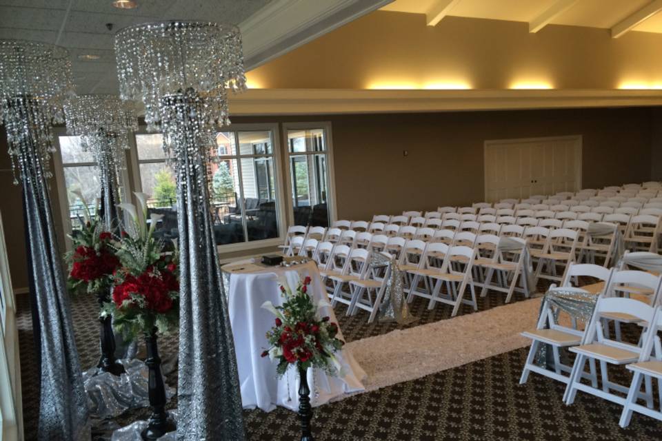 Indoor wedding ceremony setting