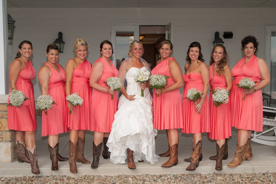 The bride with her bridesmaids