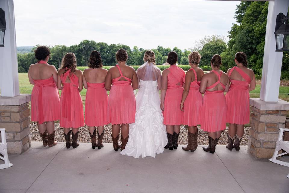 The bride with her bridesmaids