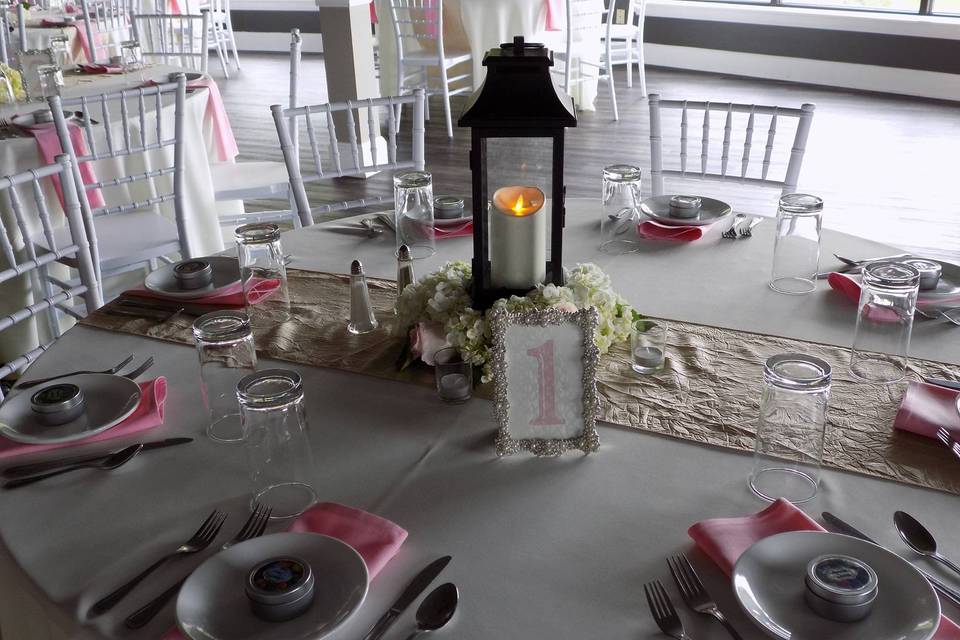 Table set-up with candle centerpiece