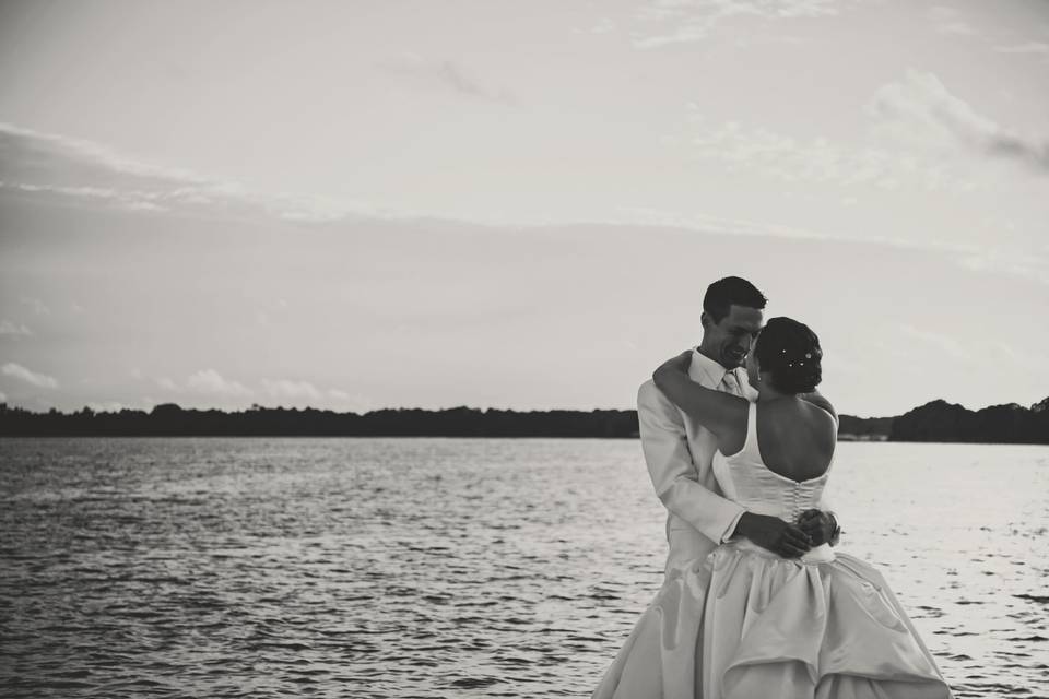 Newlyweds by the lake