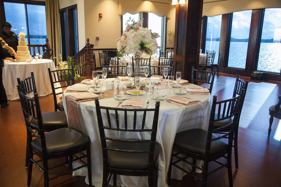 Table setting and floral centerpiece