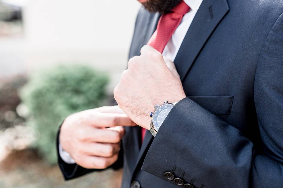 Groom getting ready