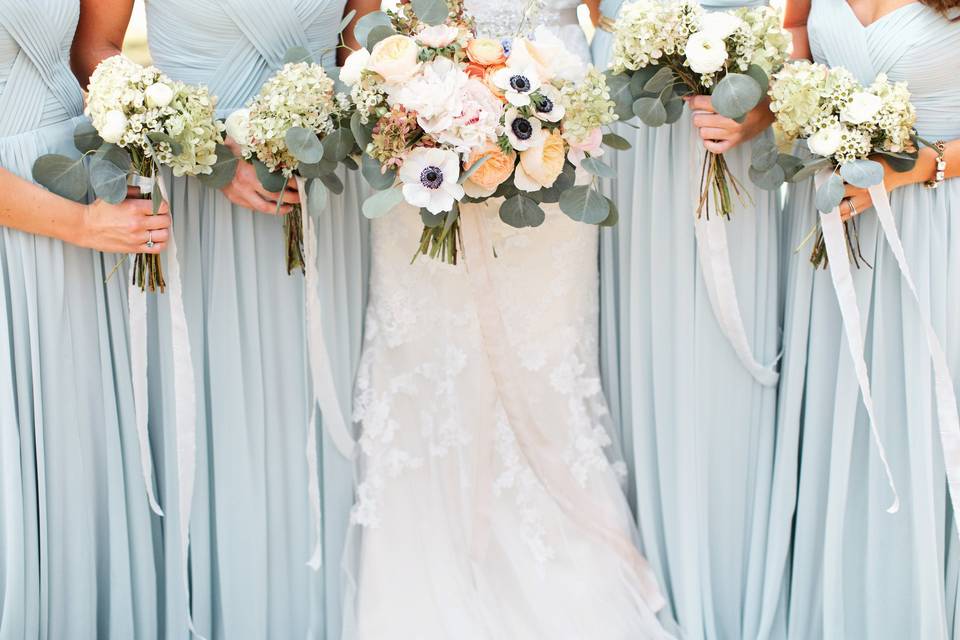 The bride with her bridesmaids
