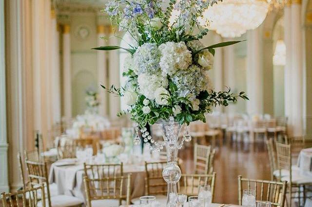 Table setup with centerpiece