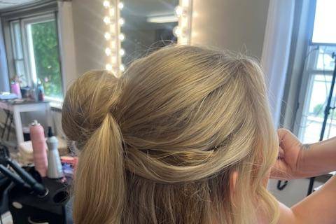 Half up with dramatic twist