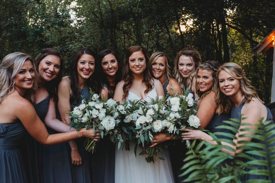 Bride with bridesmaids