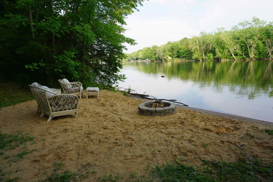 Private beach by the river
