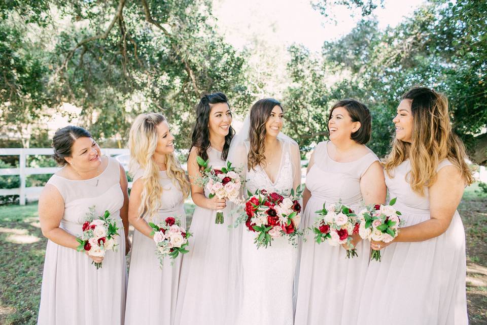 Bride and bridesmaids