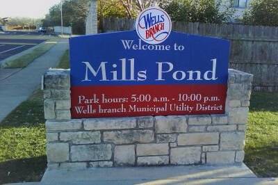 Mills Pond, in Wells Branch.