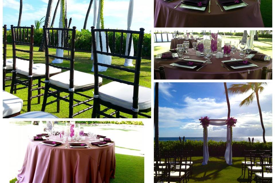 The Catering Connection's setup for Michiko & David’s wedding at Lanikuhonua!