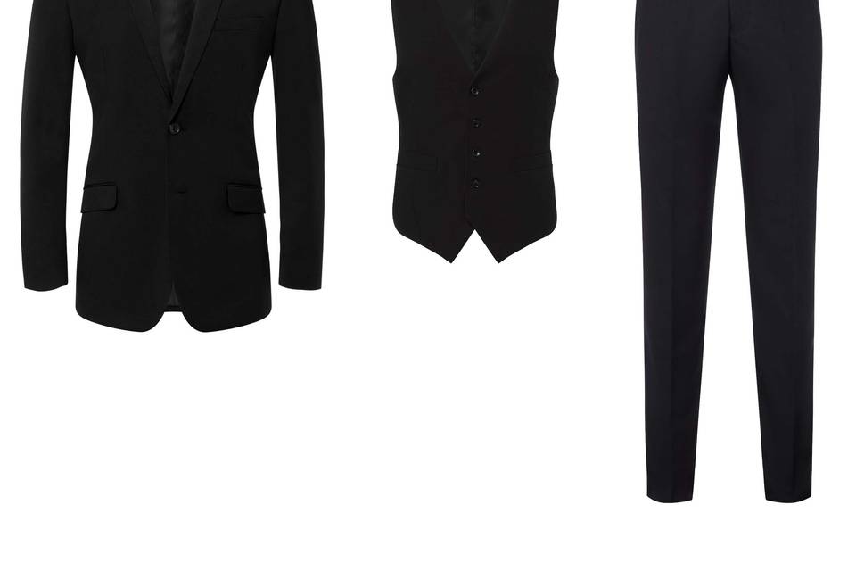 Three piece black suit