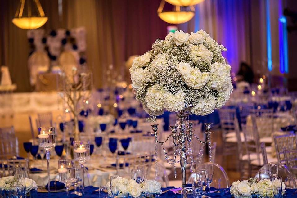 Table setup with centerpiece