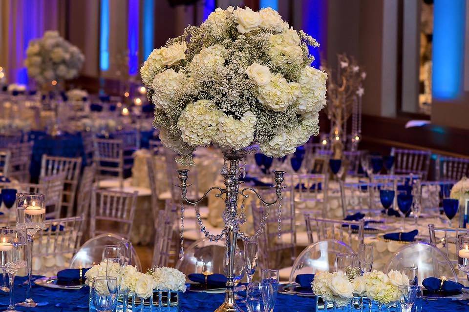 Table setup with candle  centerpiece