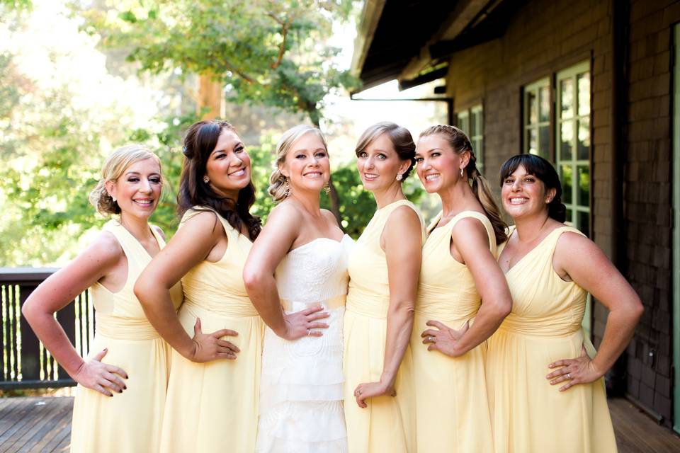 The bride with her bridesmaids