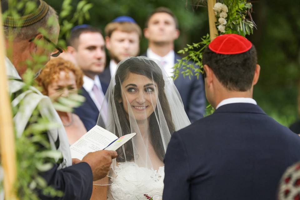 The bride holding her bouquet