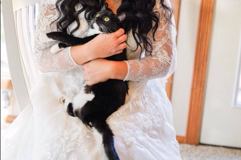 A bride and her cat!