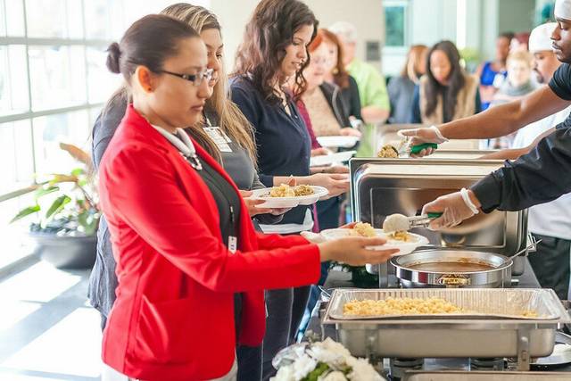Waiters serving the guests