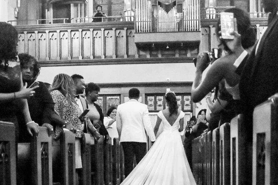 Exiting the church