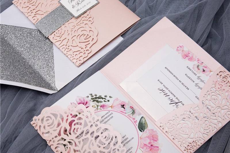 Rose Design Tri-fold Laser Cut