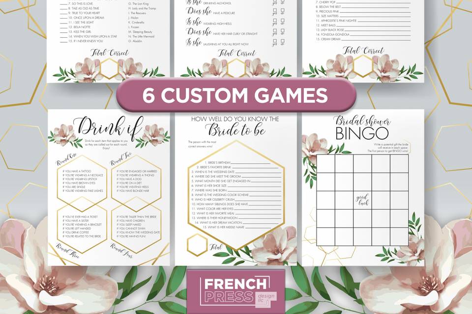 6Pk Custom Shower Games/Trivia
